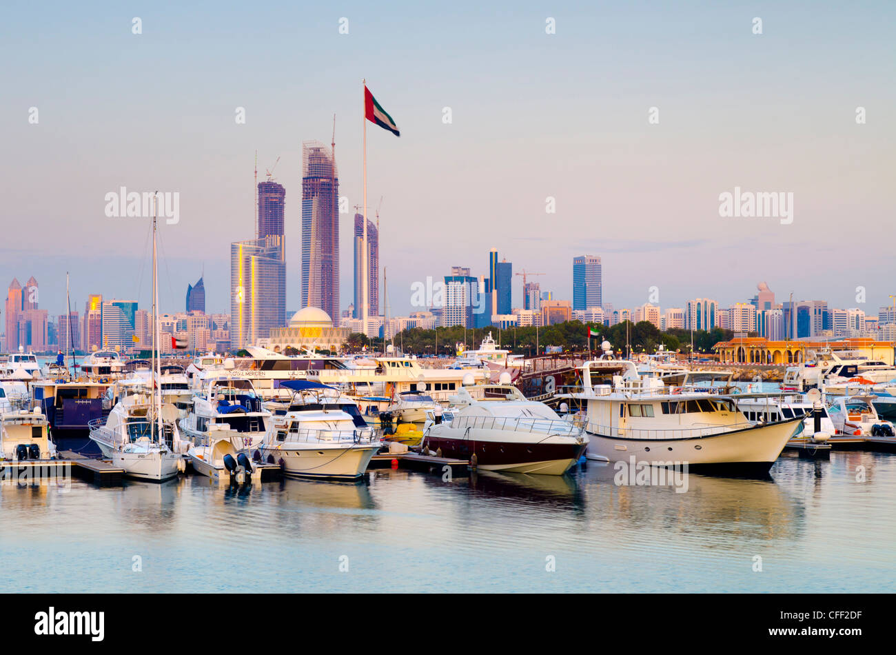 City skyline from Abu Dhabi International Marine Sports Club, Abu Dhabi