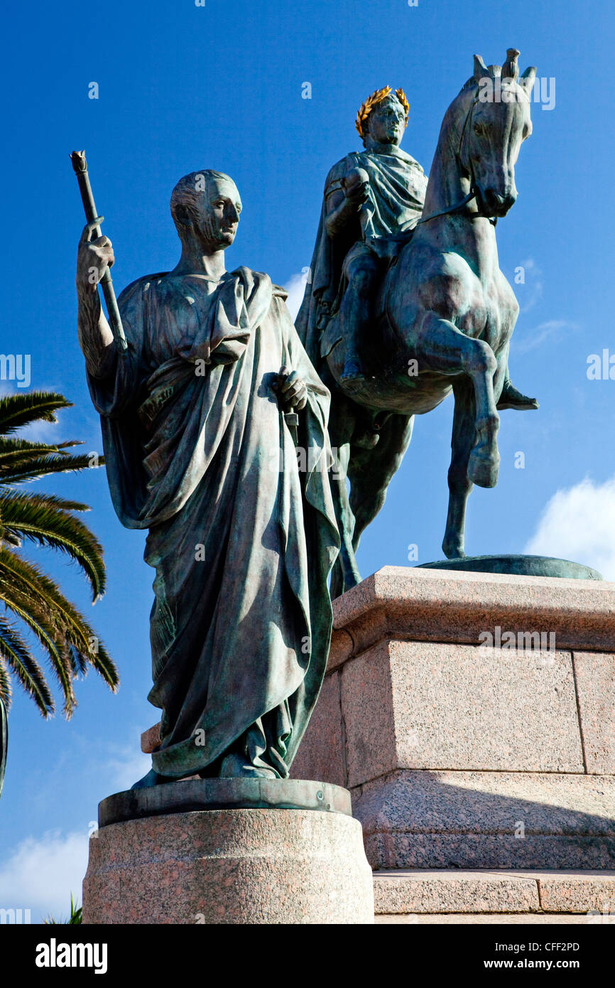 Napoleon Statue, Place Charles de Gaulle, Ajaccio, Corsica, France Stock Photo