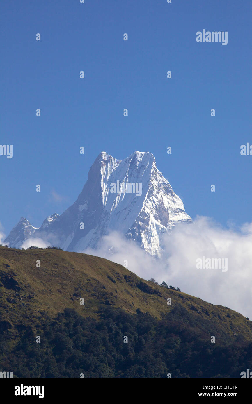 View of Fishtail mountain (Machhapuchhare), Annapurna Sanctuary Region, Himalayas, Nepal Stock Photo