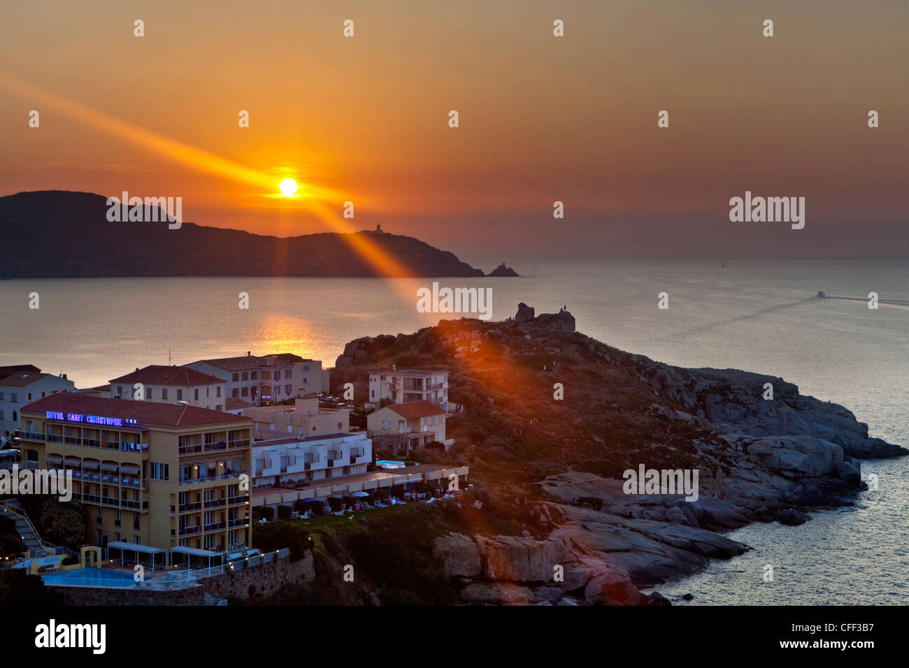 Sunset, Golfe de la Revelata, Calvi, Corsica, France Stock Photo