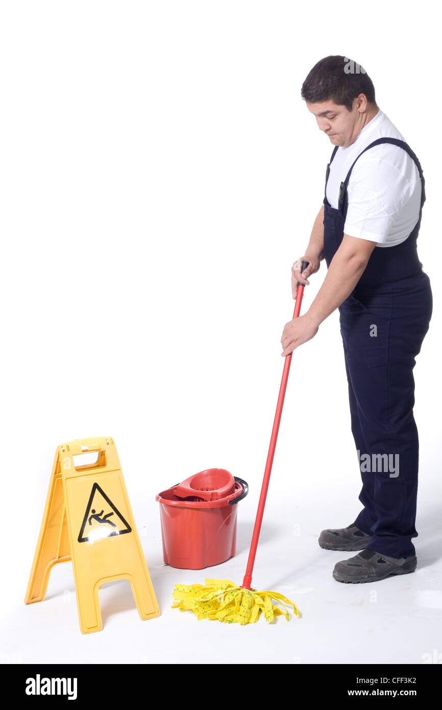 cleaner is mopping floor Stock Photo Alamy
