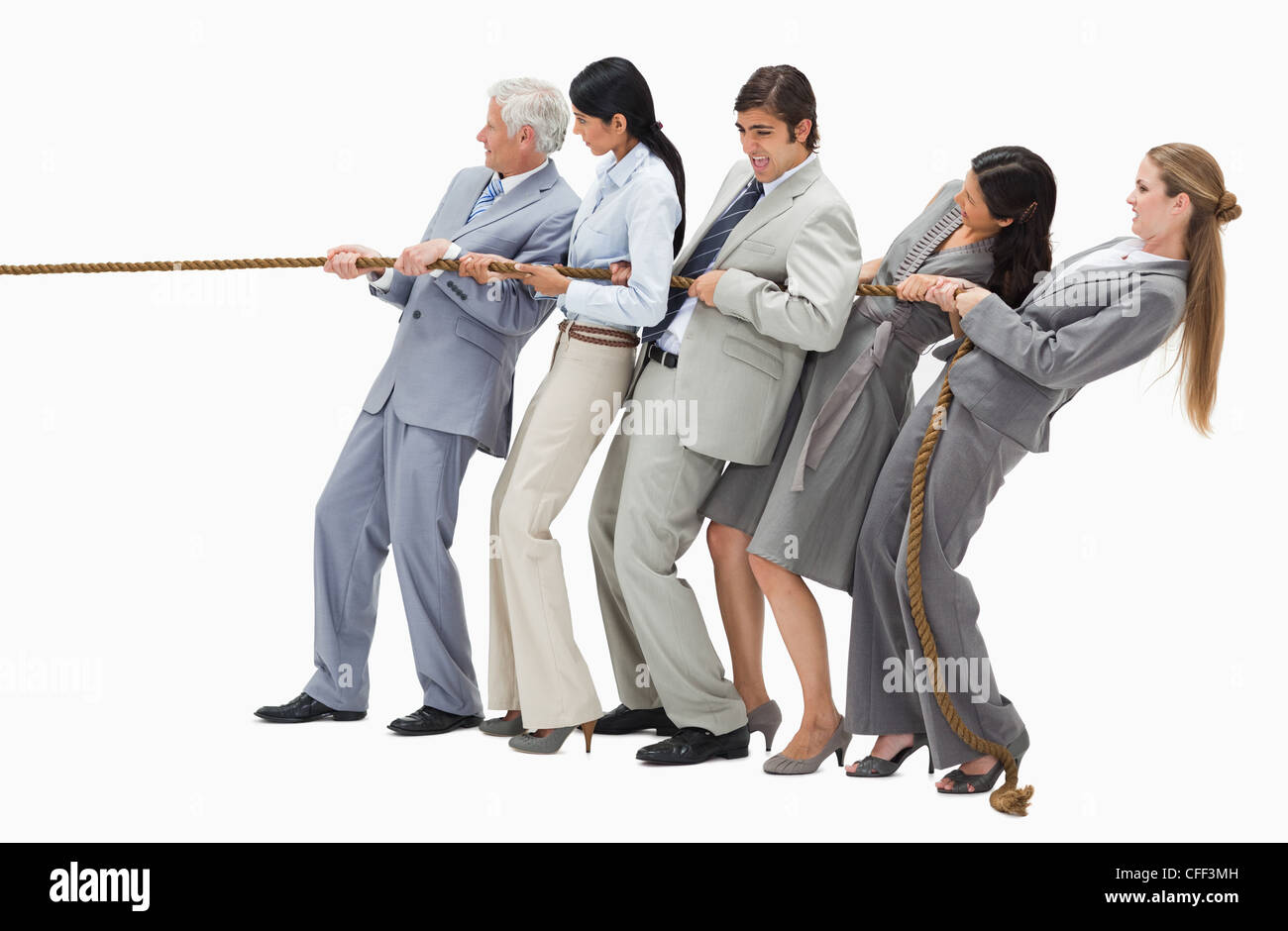 Business people pulling rope hi-res stock photography and images - Alamy