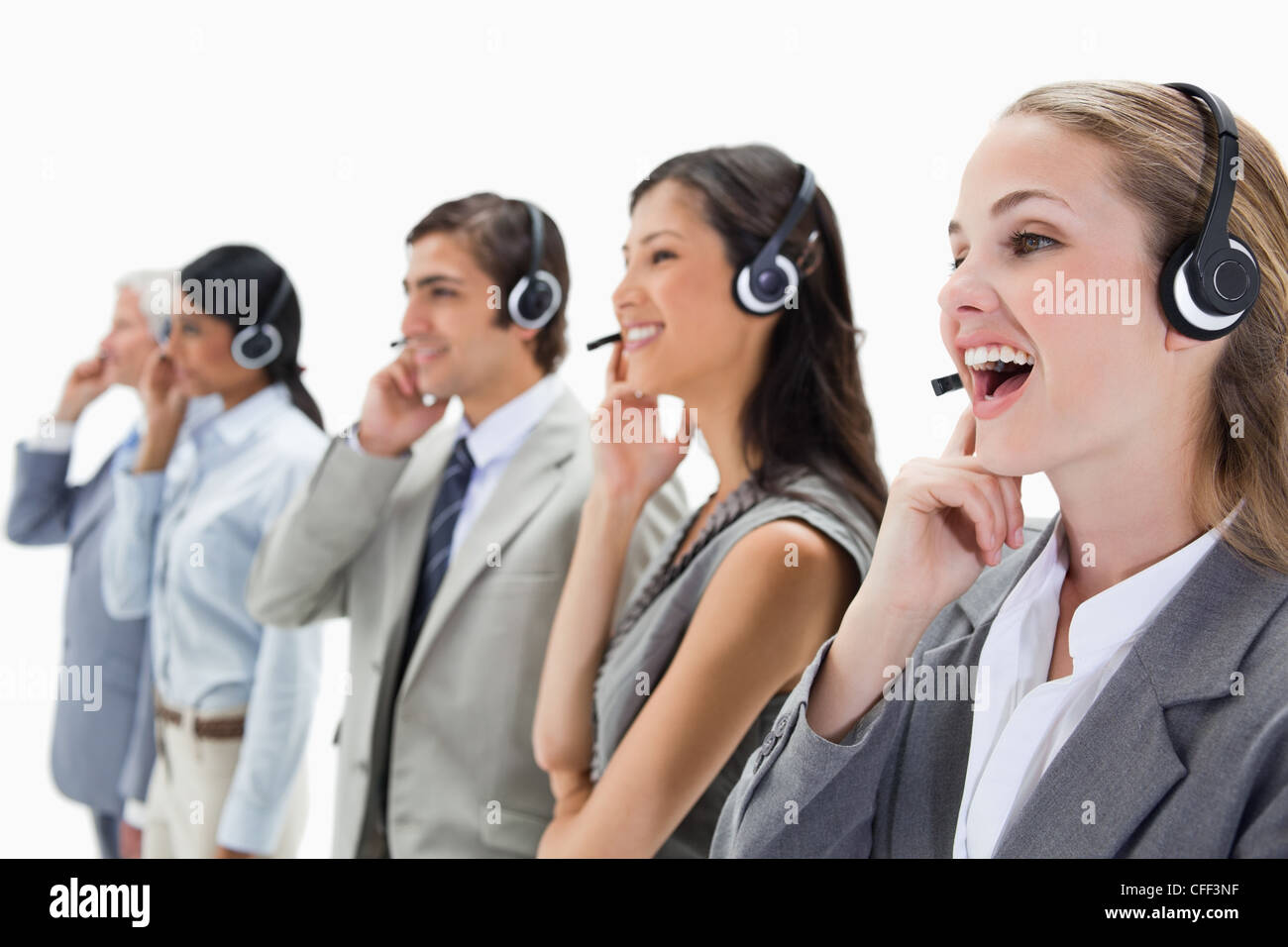 Professionals with headsets Stock Photo