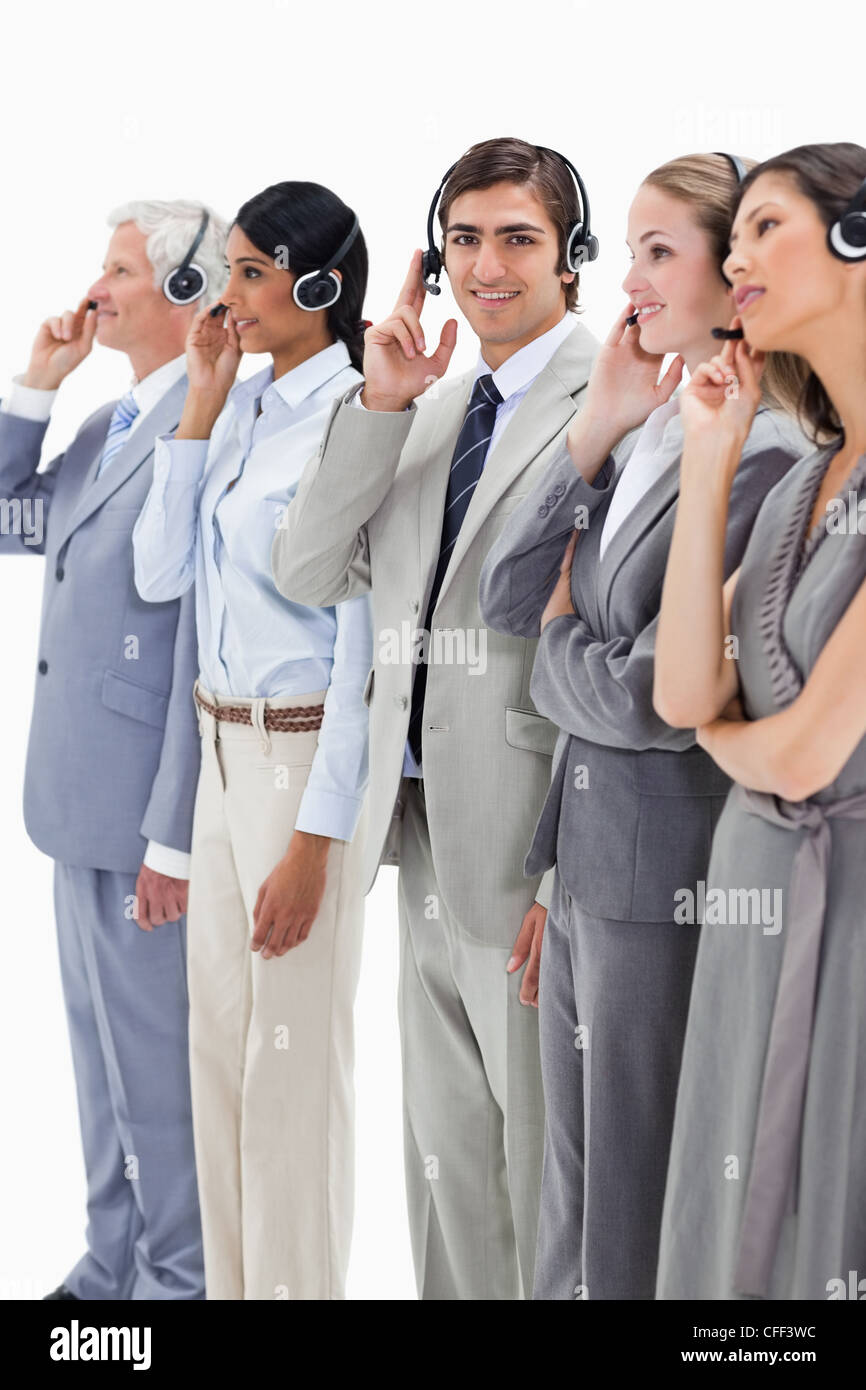 Professionals in suits listening Stock Photo