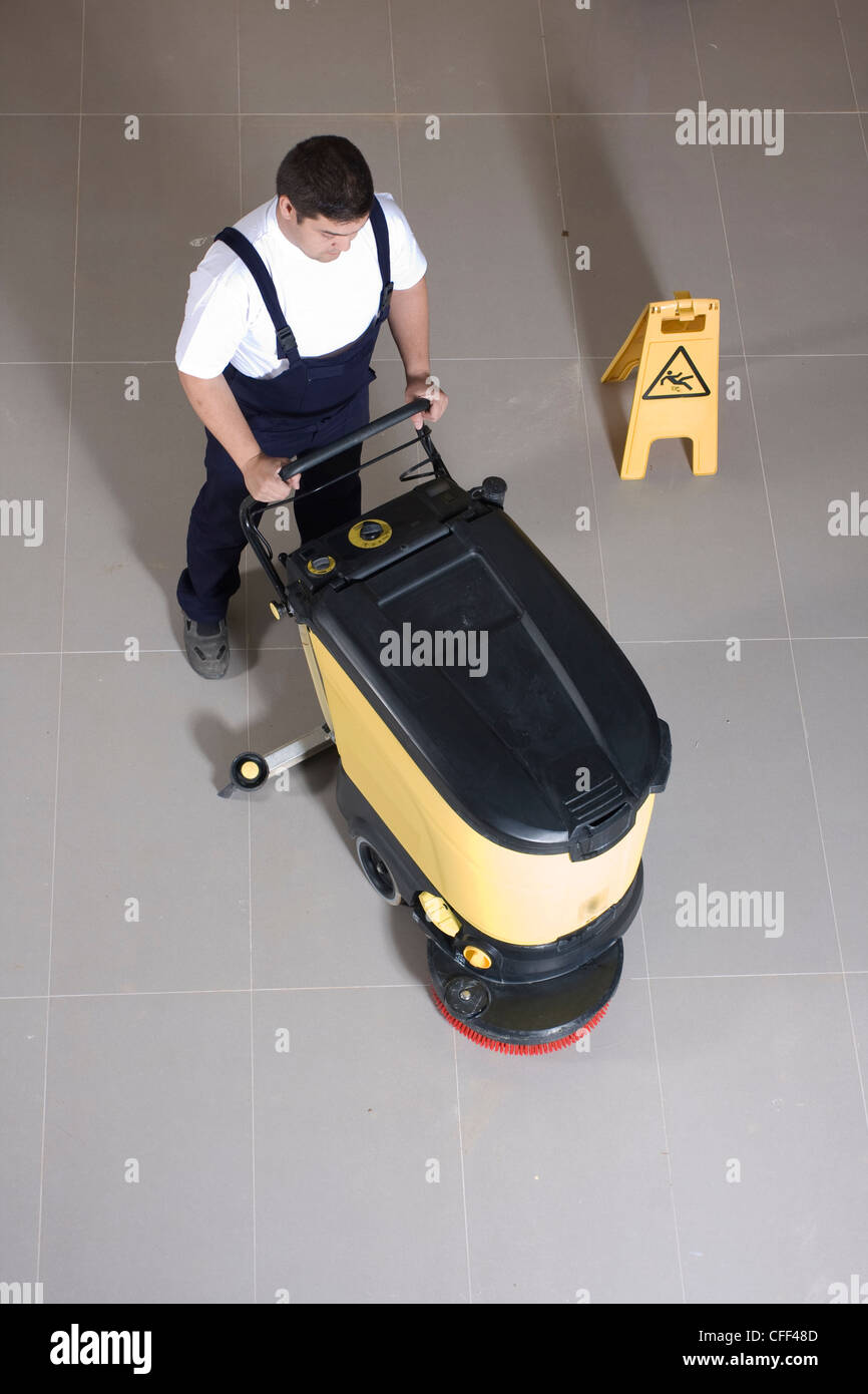cleaning floor with machine Stock Photo Alamy