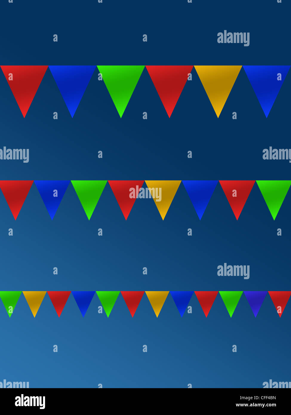 Bunting flags isolated against a blue sky Stock Photo - Alamy