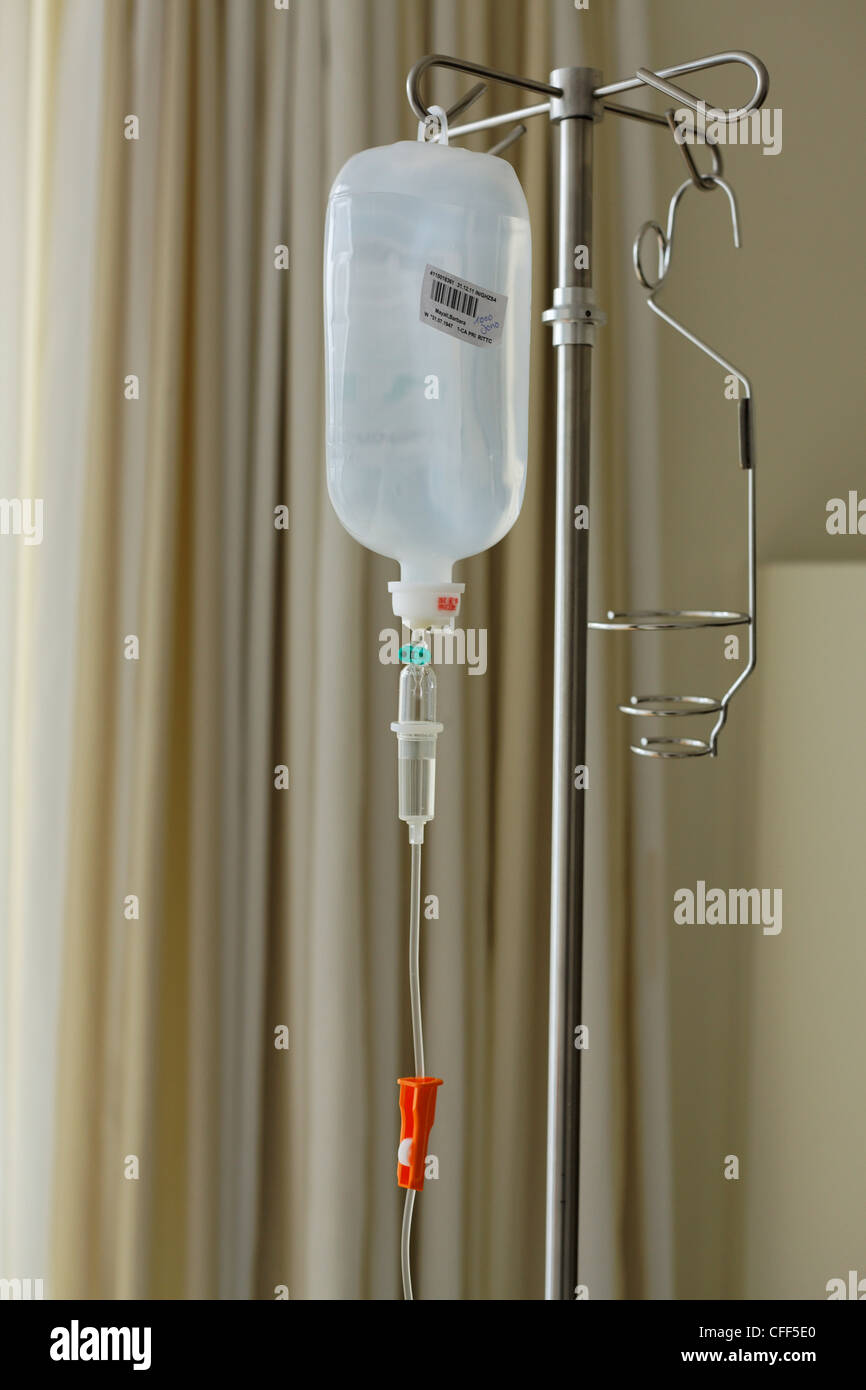 Medical intravenous infusion on a stand Stock Photo