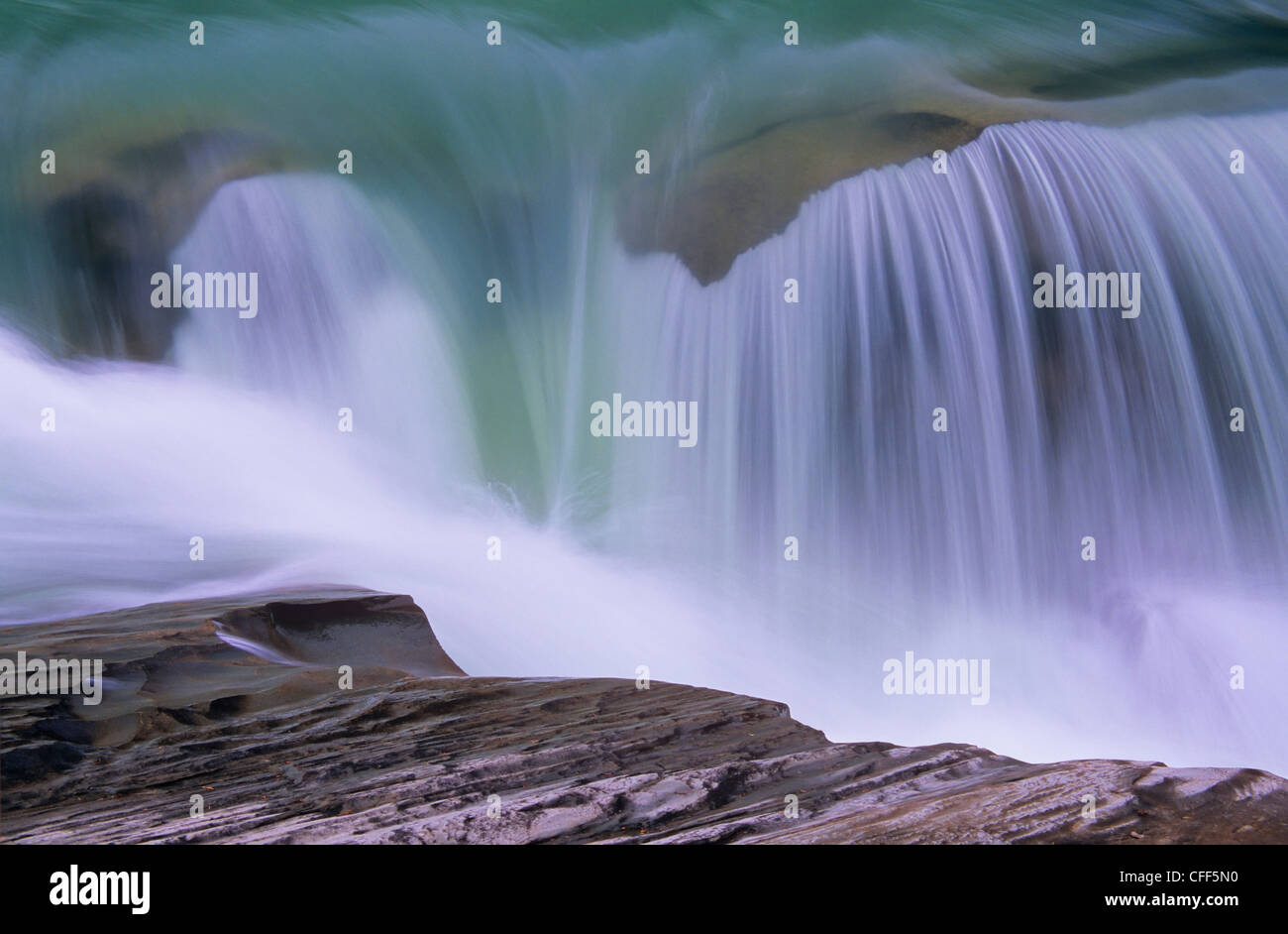 Rearguard Falls detail, near the headwaters of the Fraser River ...