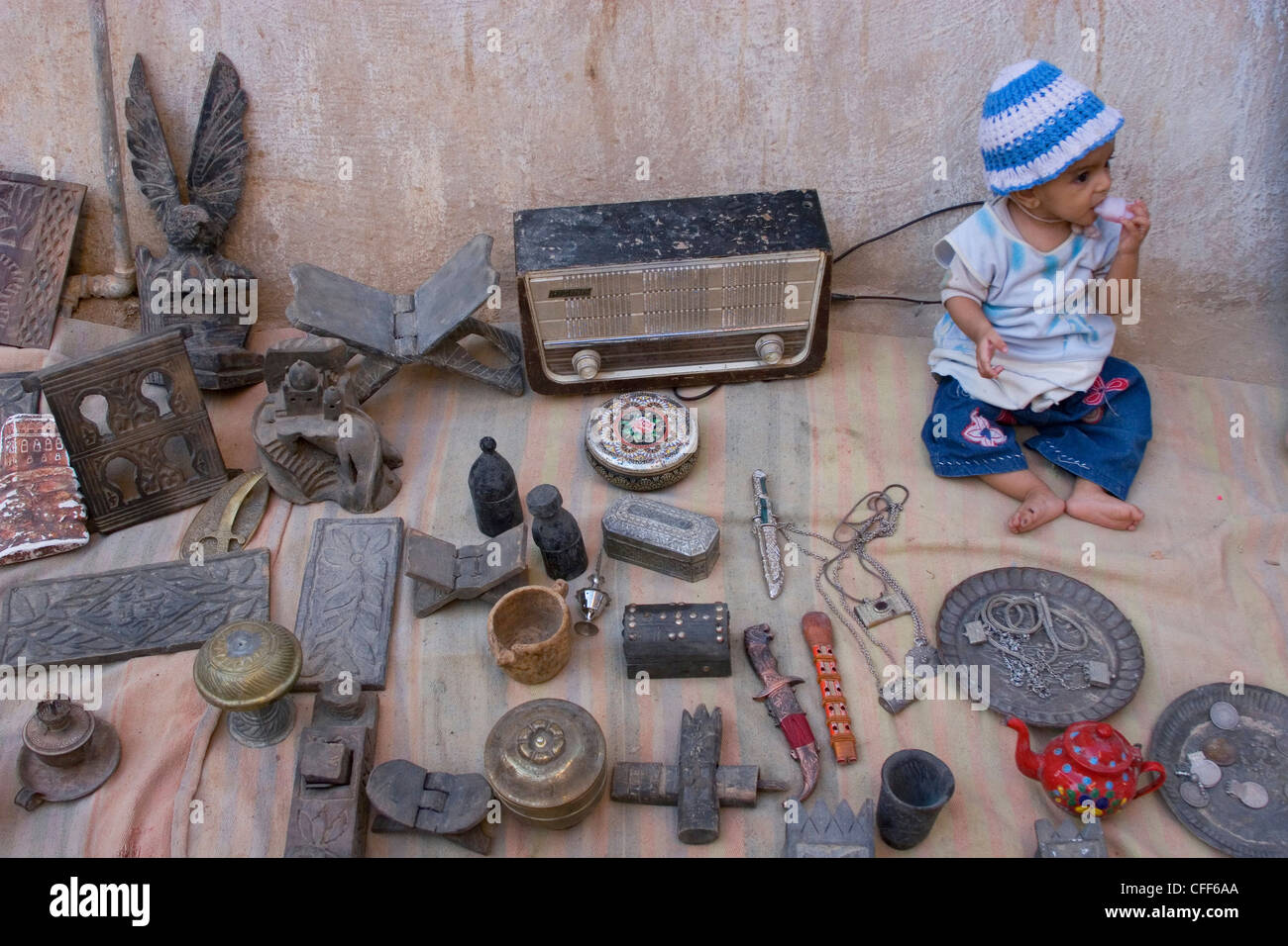 Boy at a flea market in Sanaa, Yemen, Mideast, Asia Stock Photo
