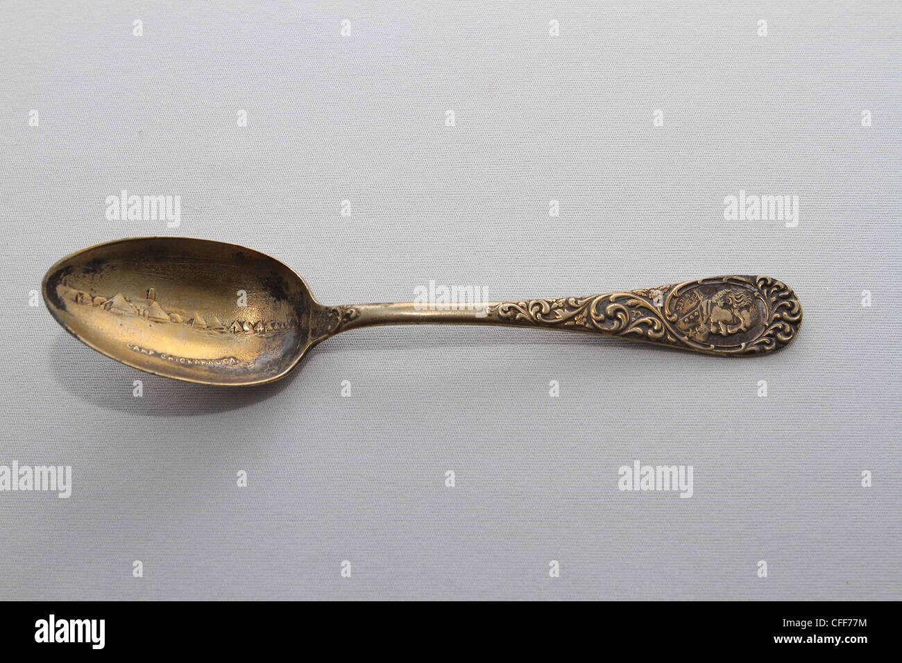Antique spoon,  Camp Chickamauga memorial spoon Stock Photo