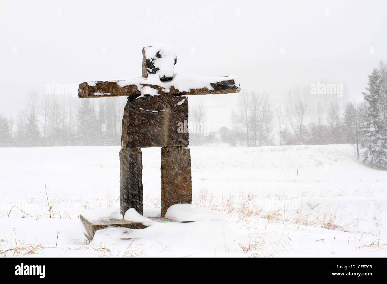 Inuksuit; figure made of stone meaning to act in the capacity of a human Stock Photo
