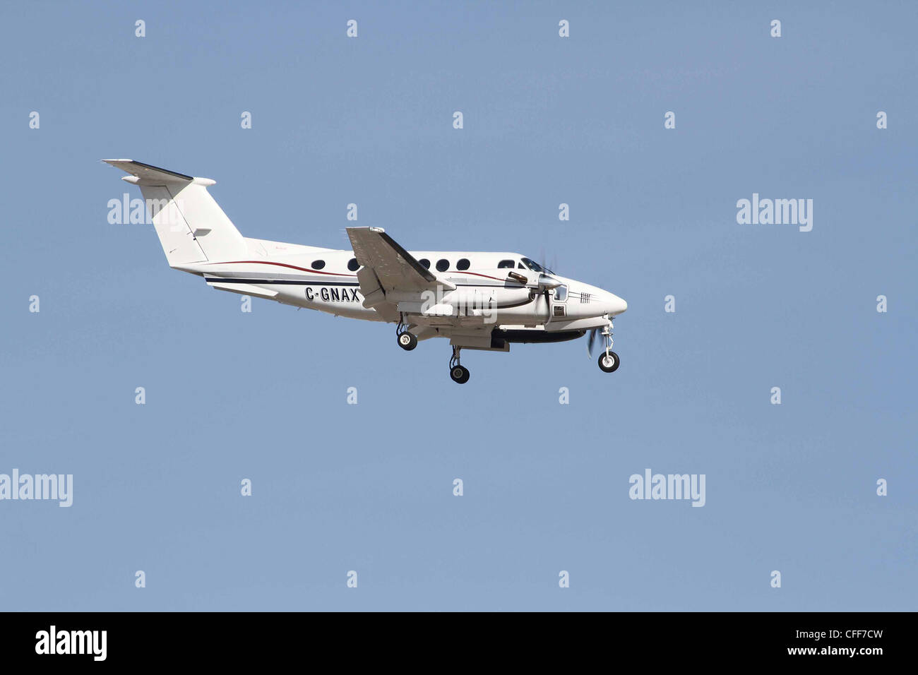 Small propeller airplane at the Calgary International Airport Stock
