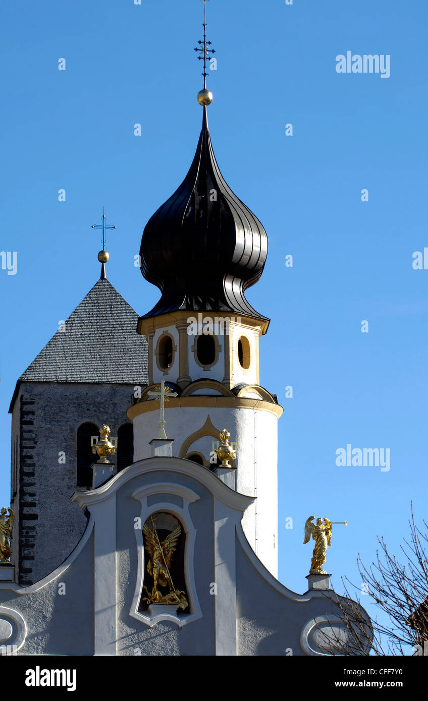 Church in Innichen, Puster Valley, Alto Adige, South Tyrol, Italy Stock Photo