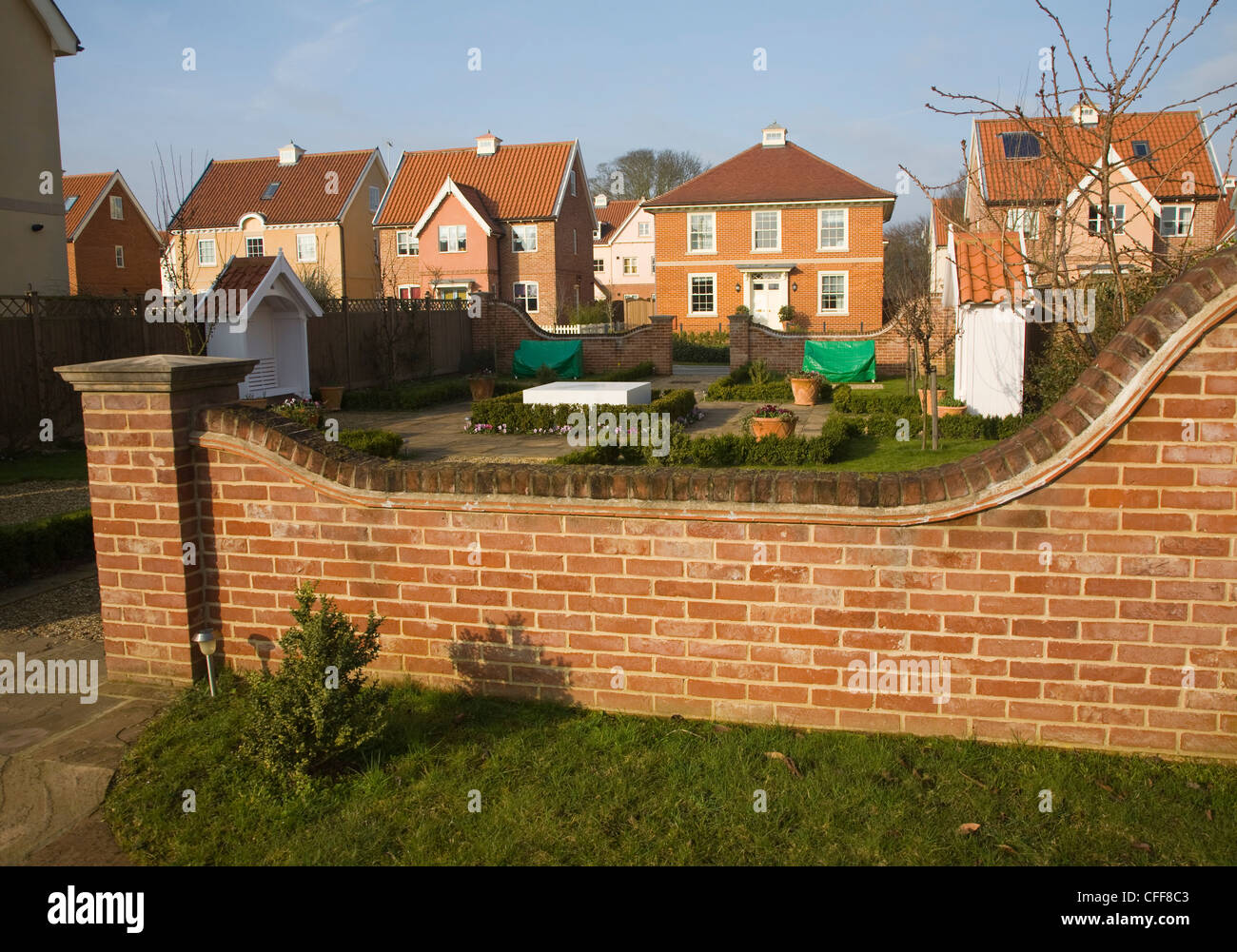 Housing at Maharishi Garden Village, Rendlesham, near Woodbridge, Suffolk Stock Photo Alamy