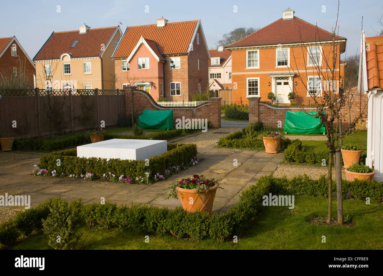 Housing at Maharishi Garden Village, Rendlesham, near Woodbridge, Suffolk Stock Photo Alamy