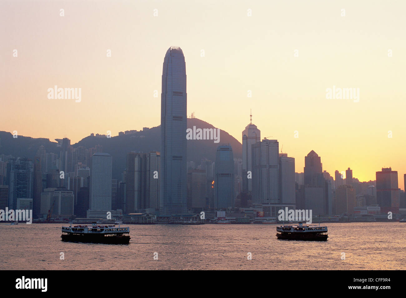China, Hong Kong, City Skyline and Victoria Peak at Dusk Stock Photo ...