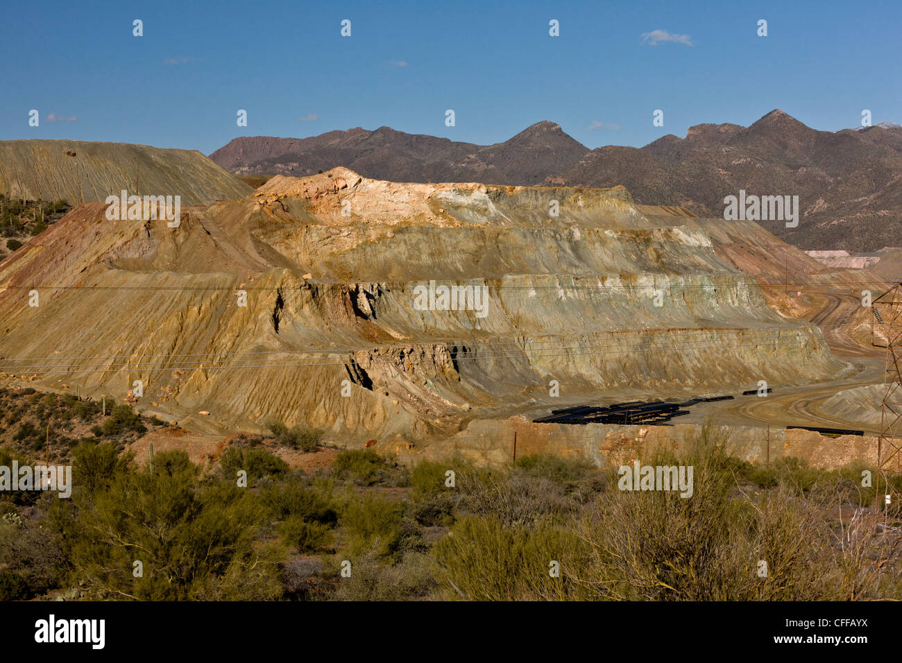 Ray Copper Mine, near Superior; Arizona, USA. Huge opencast mine Stock
