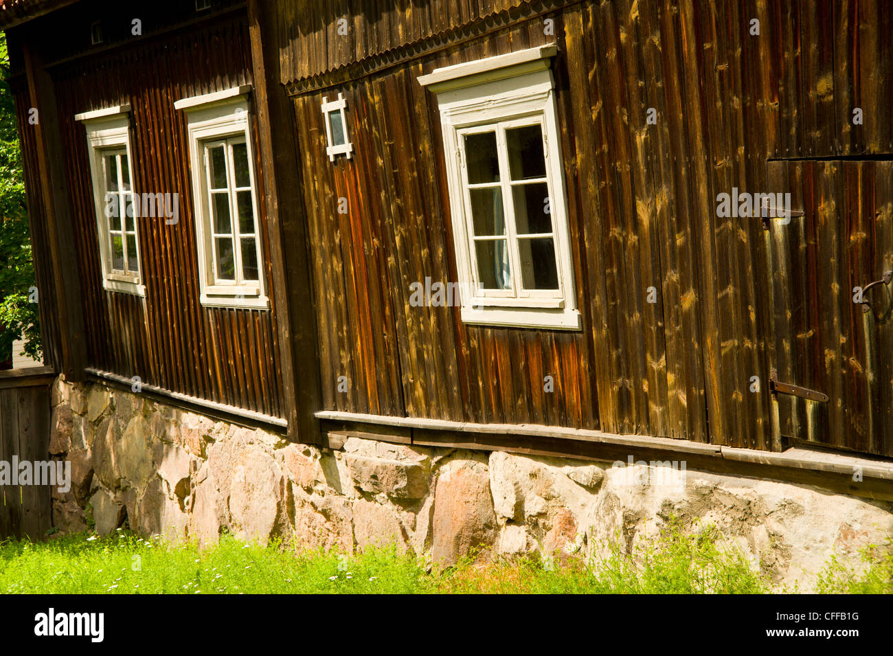 Traditional wooden house at Luostarinmäki Handicrafts Museum Turku Finland Stock Photo