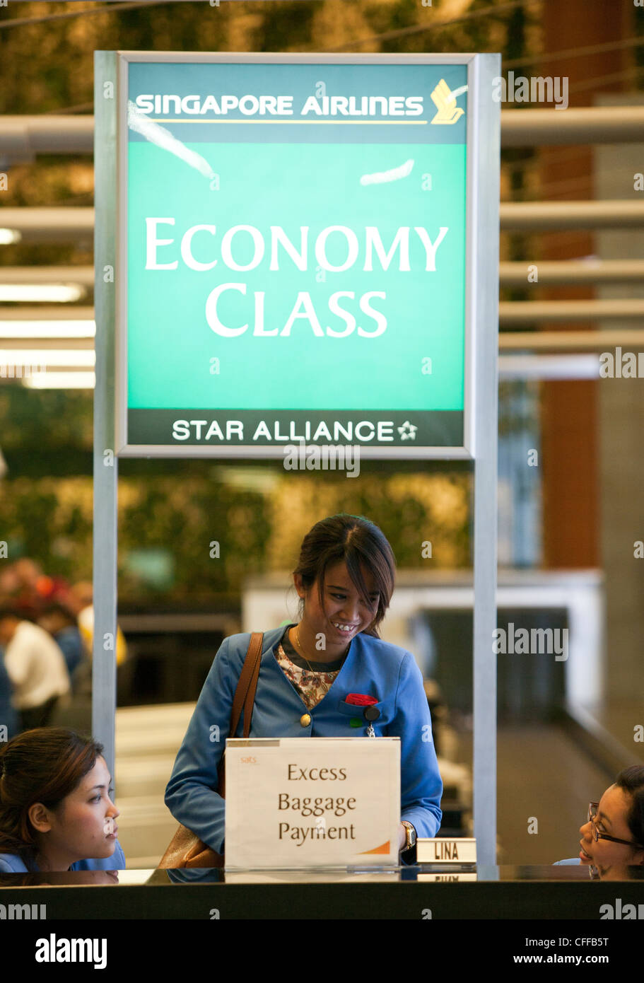 Singapore Airlines Ltd. staff at Changi Airport in Singapore Stock