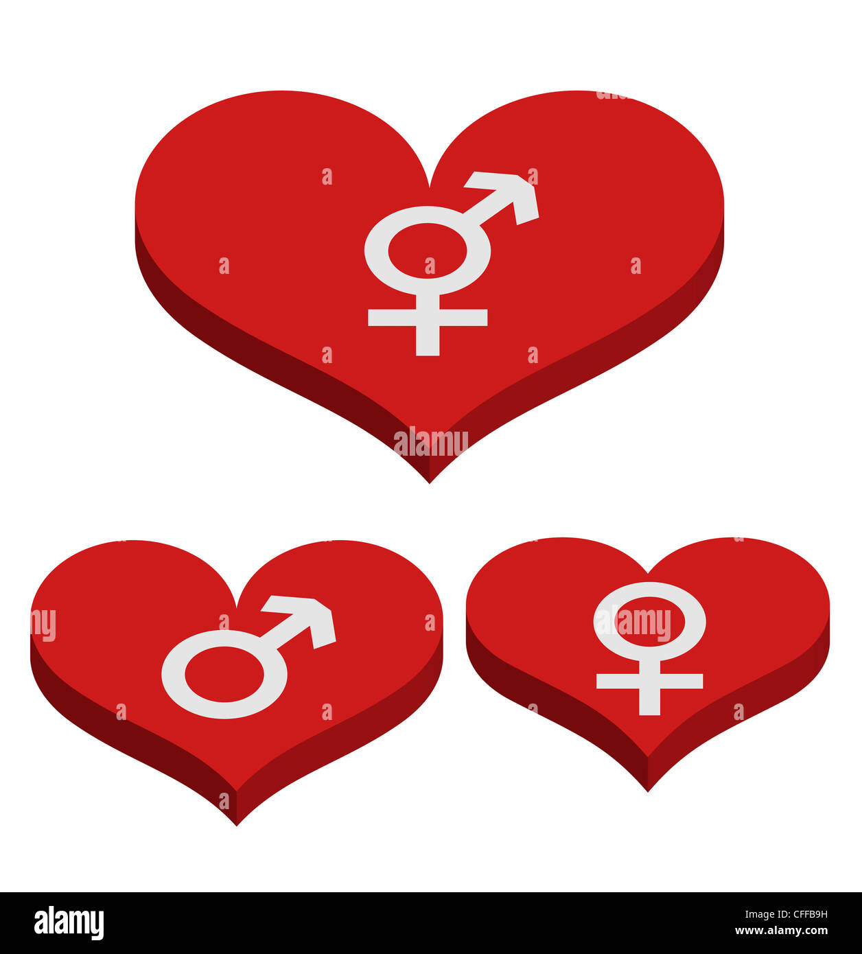 Abstract red hearts on white background Stock Photo - Alamy