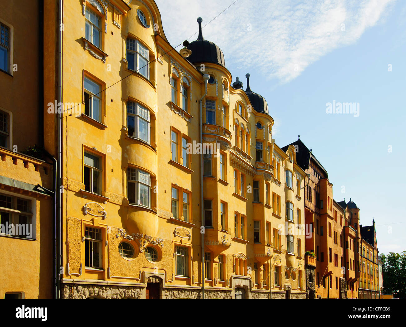 Art Nouveau houses in the Katajanokka district, Helsinki Finland Stock Photo
