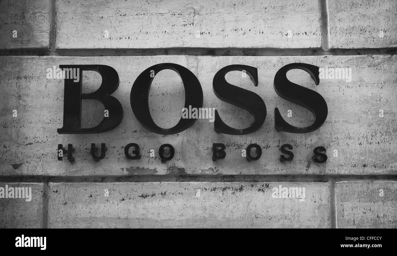 Sign of Hugo Boss shop in Rome Stock Photo - Alamy