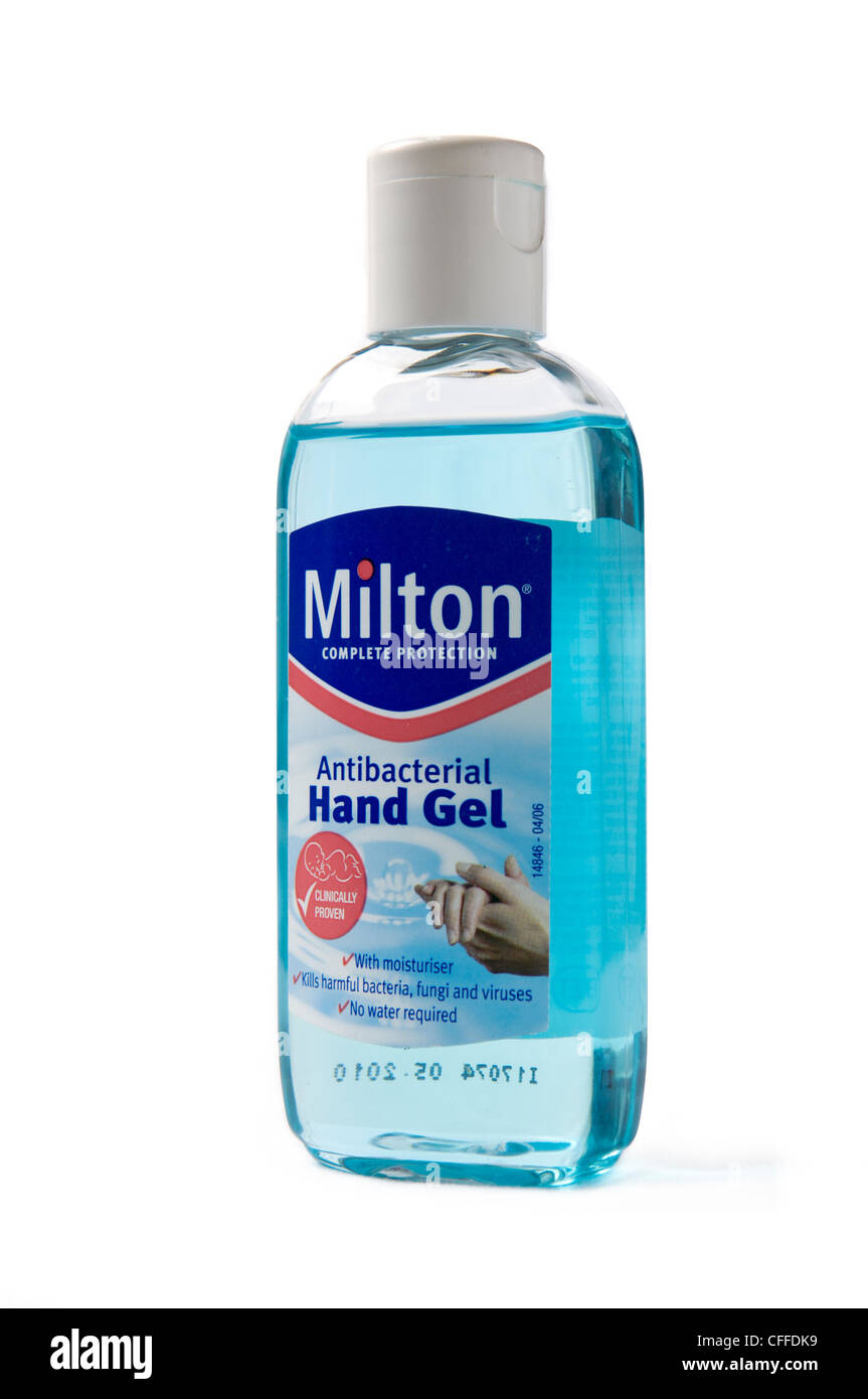 Milton antibacterial hand gel is an alcohol based hand cleaning product Stock Photo