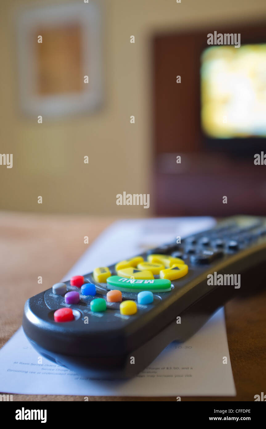 Hotel Room TV Remote Stock Photo - Alamy