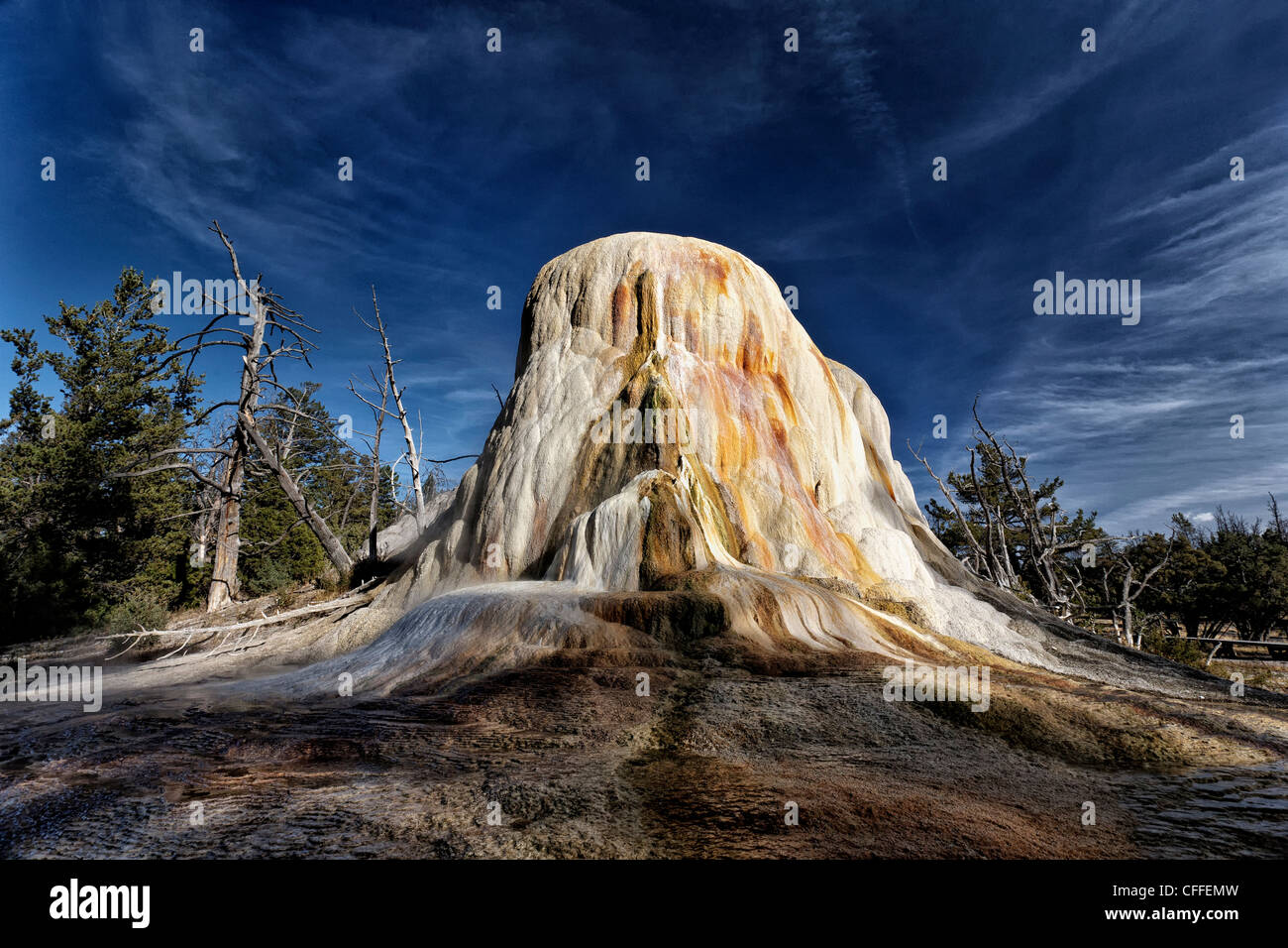 Mammoth's Orange spring mound in Yellowstone National park Stock Photo