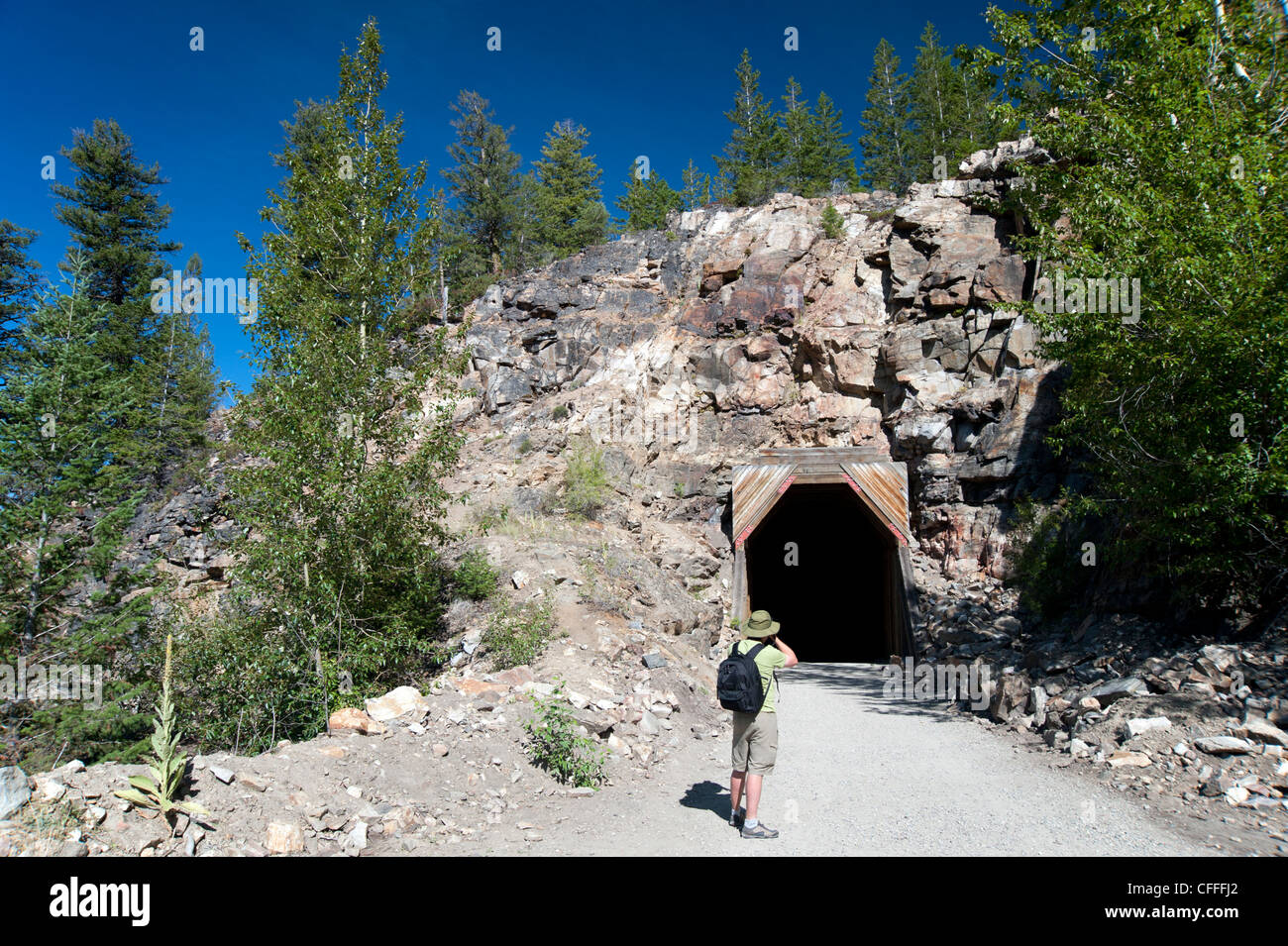 Mira Canyon trestles and tunnels Stock Photo Alamy