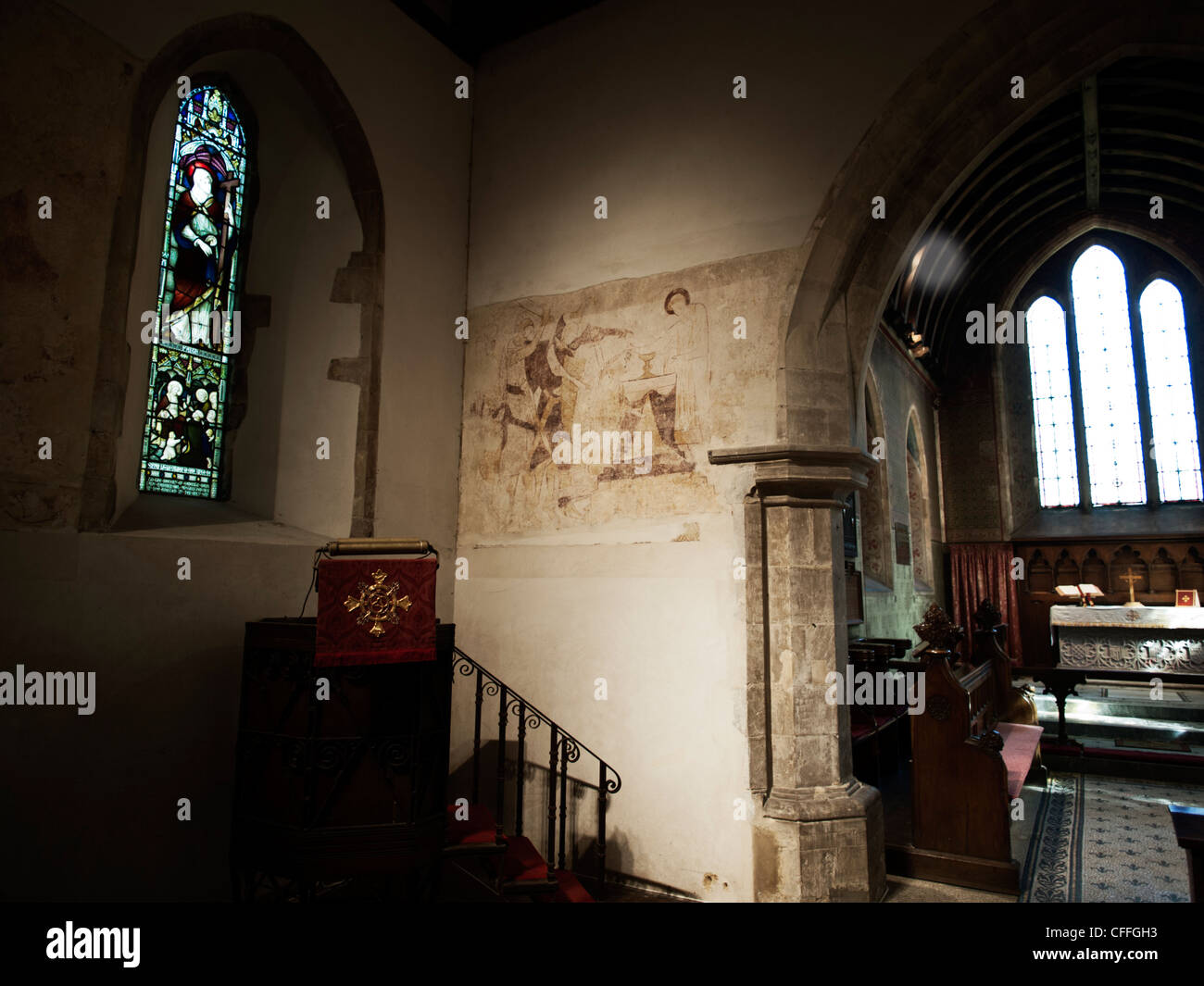 St Peter's 12-century church at Preston village, Brighton, East Sussex Stock Photo