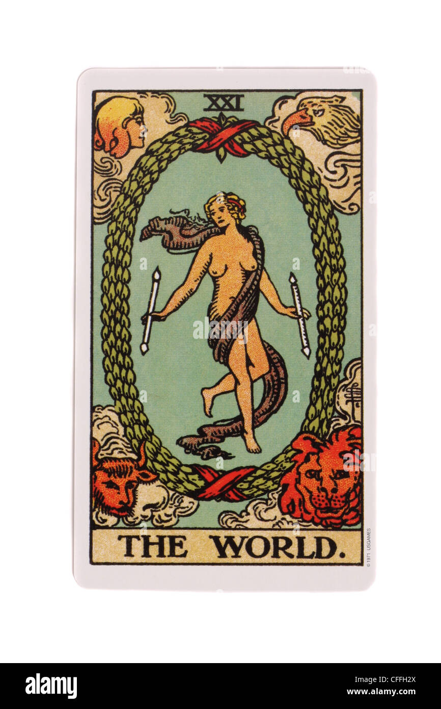 The World tarot card. Stock Photo