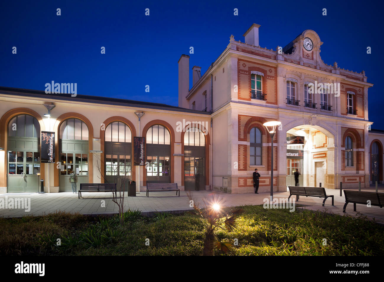 The Vichy railway station, renovated in 2009, which accommodates the restaurant of the French Chef Pierre-Yves Lorgeoux. Stock Photo