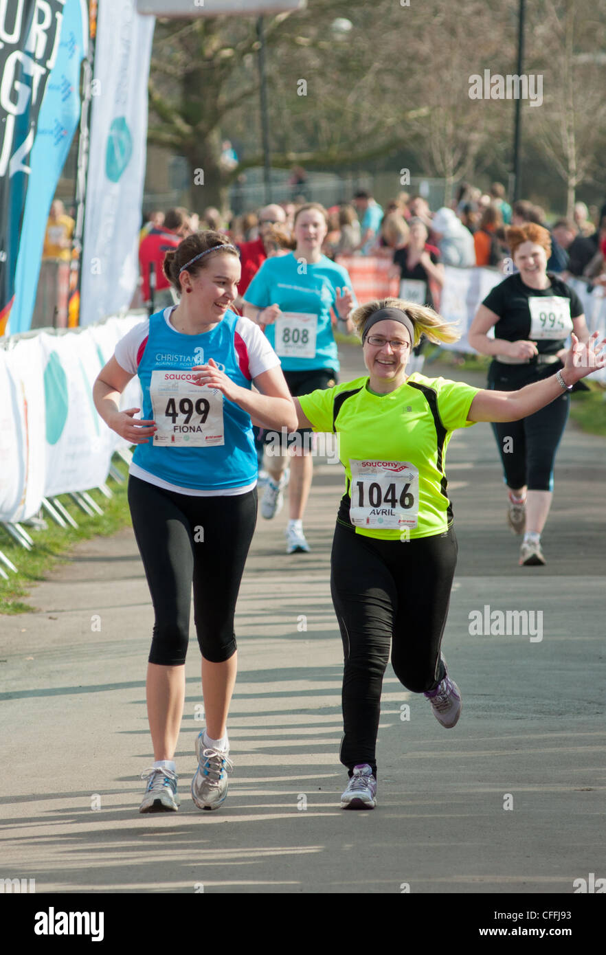 At the finish line of Cambridge half Marathon. Cambridge, England Stock
