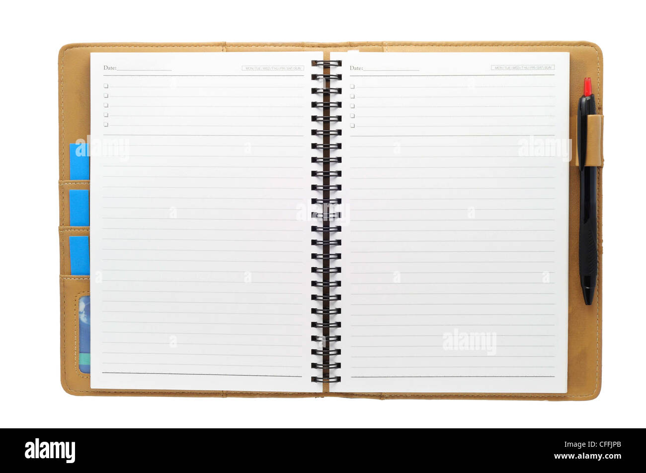 Open blank note book, isolate, on white background Stock Photo