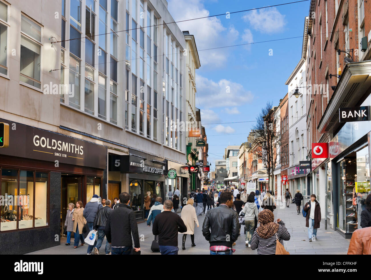 Shops on Clumber Street in the city centre, Nottingham, Nottinghamshire