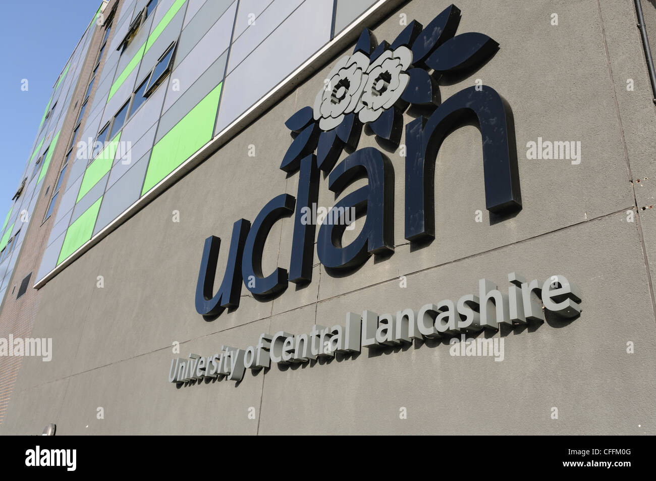 Sign on building for University of Central Lancashire (UCLAN), Preston Stock Photo