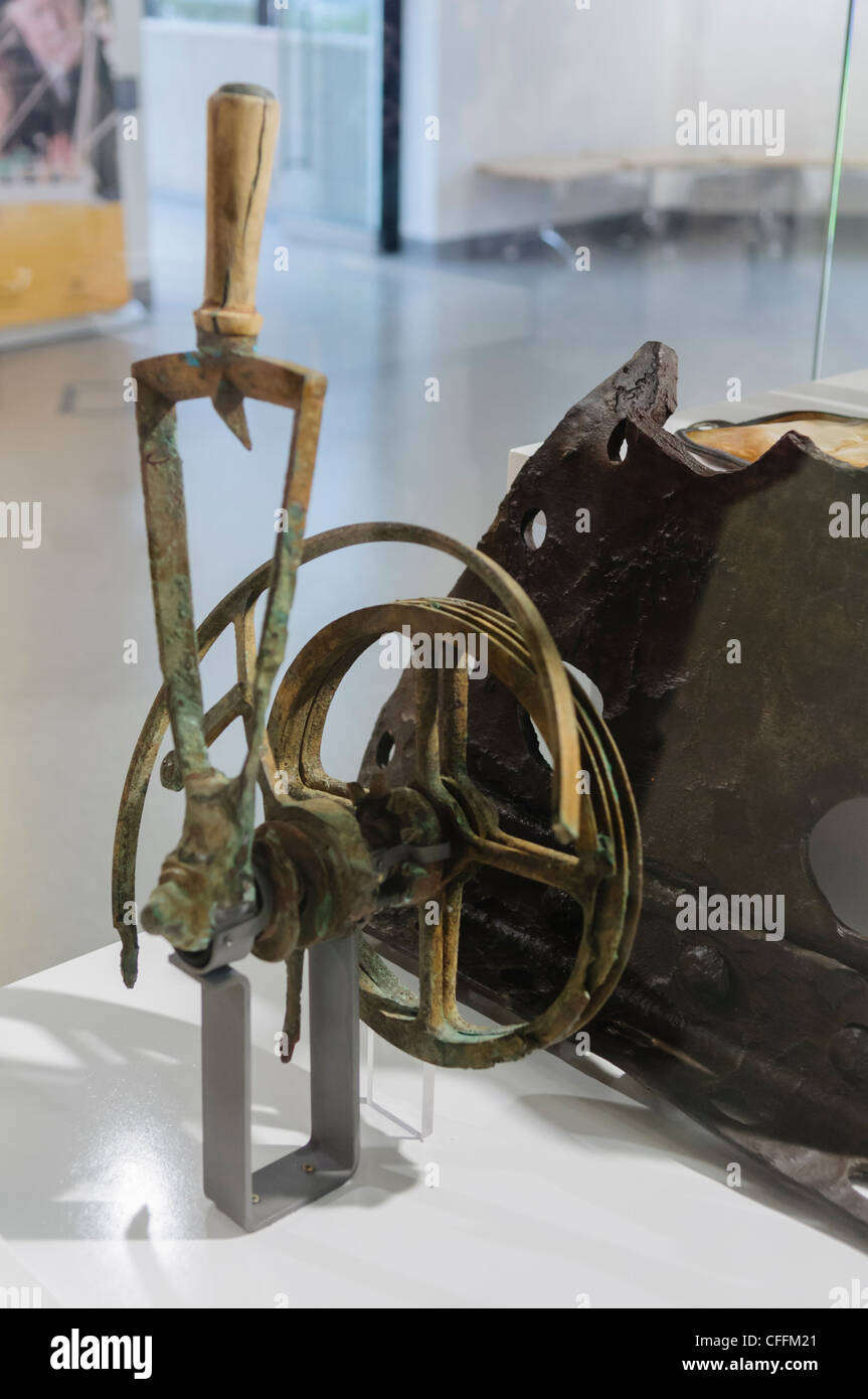 Part of the telegraphy equipment from Titanic, recovered from the sea bed, on display at the Titanica Exhibition, Belfast Stock Photo