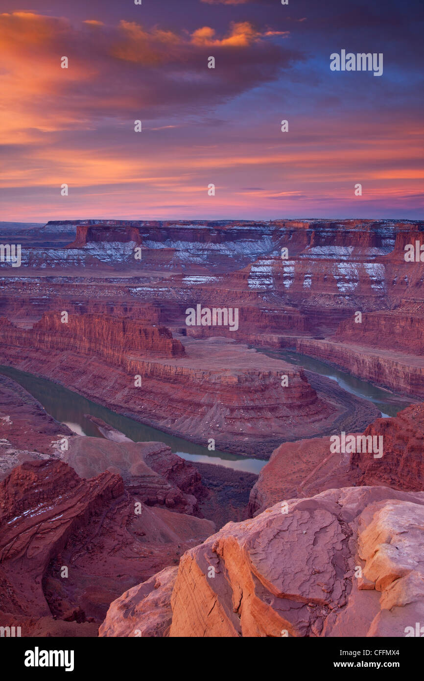 Sunrise over the Colorado Plateau at Dead Horse State Park, Moab Utah, USA Stock Photo