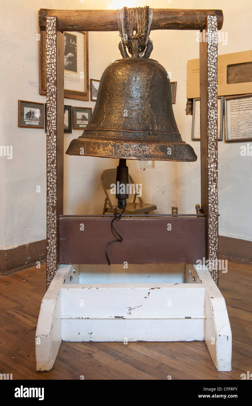 San Jose bell, San Miguel Mission Chapel, Santa Fe Stock Photo