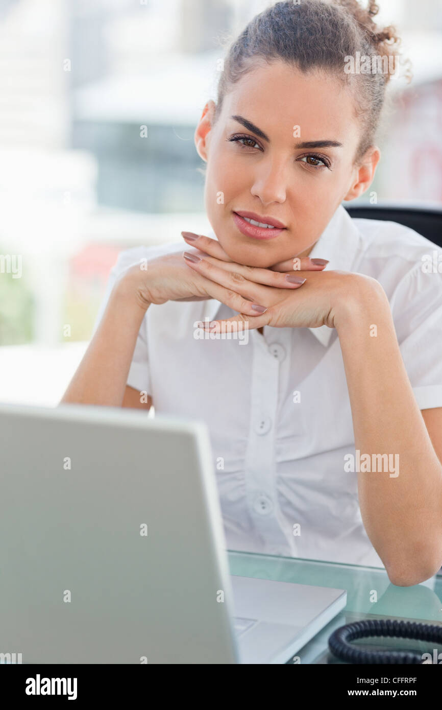 Portrait of a beautiful tanned woman Stock Photo