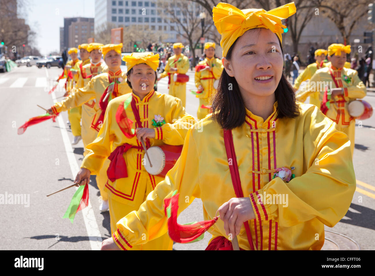 Chinese traditional drummers in parade Stock Photo