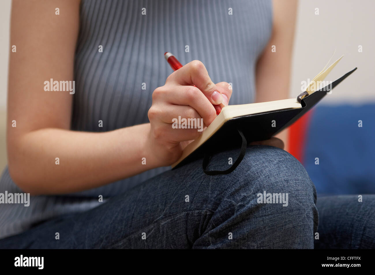 Close Up Of Woman Writing In Journal Stock Photo Alamy