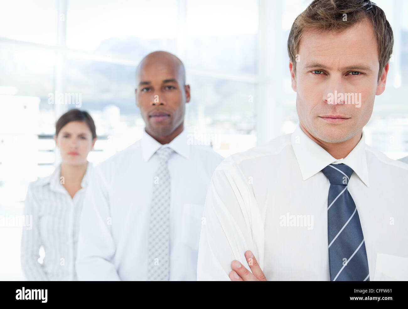Salespeople standing in line Stock Photo