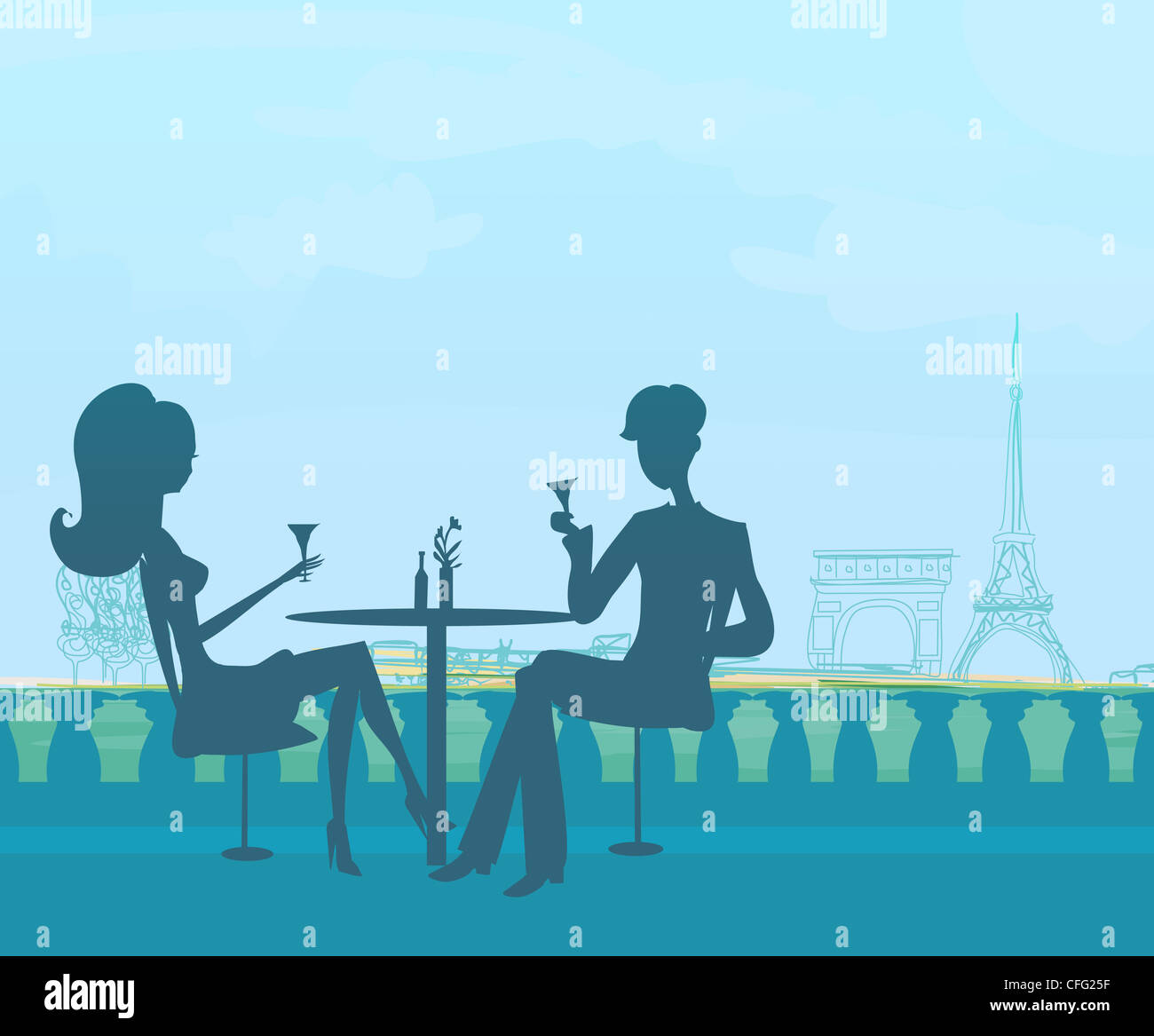 Young couple flirt and drink champagne in Paris Stock Photo Alamy