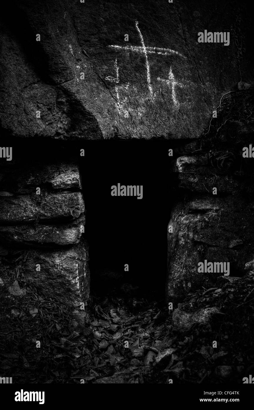 Sinister figure door Black and White Stock Photos & Images Alamy