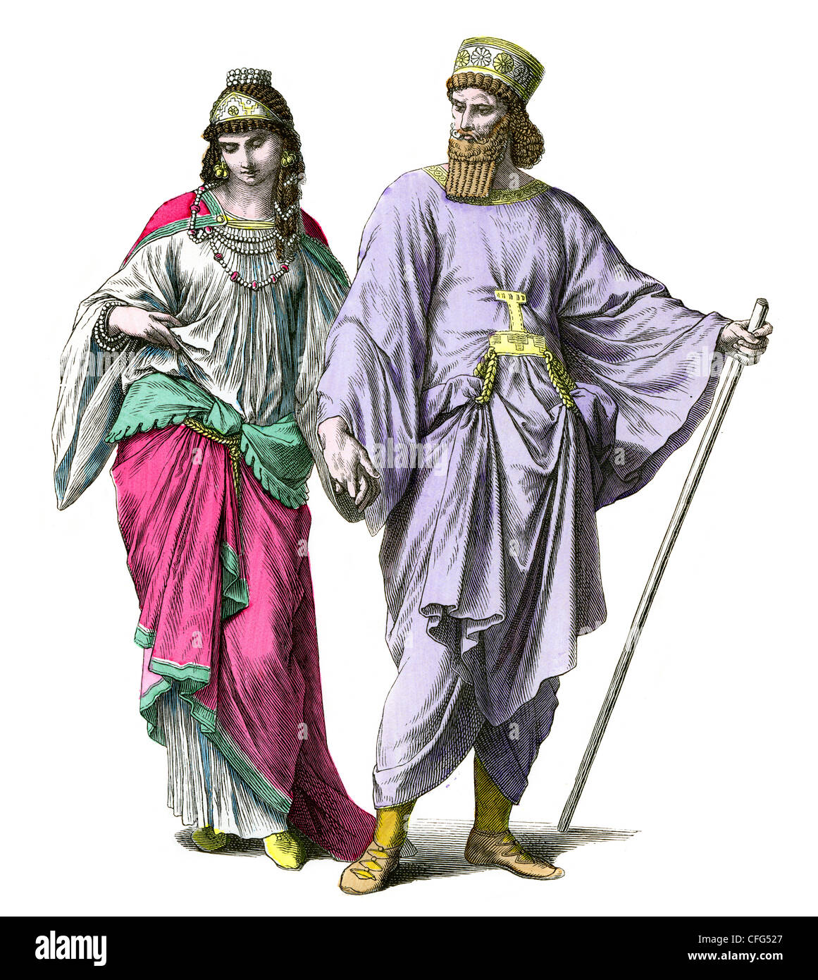 Ancient nobles of Meder or Persia Stock Photo