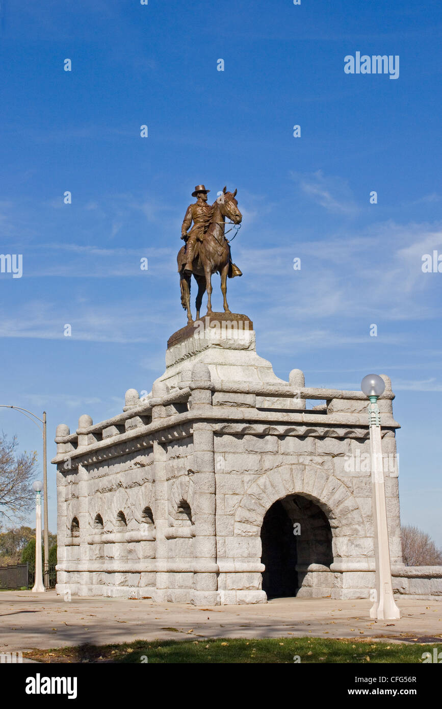 Ulysses S. Grant memorial statue in "Lincoln Park" Chicago Stock Photo