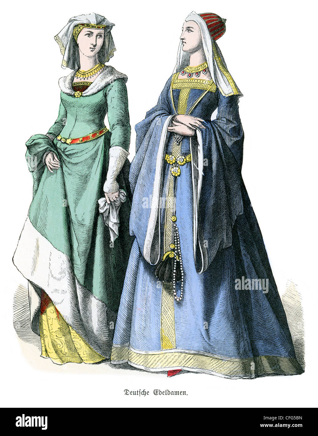15th Century Noble women of Germany Stock Photo