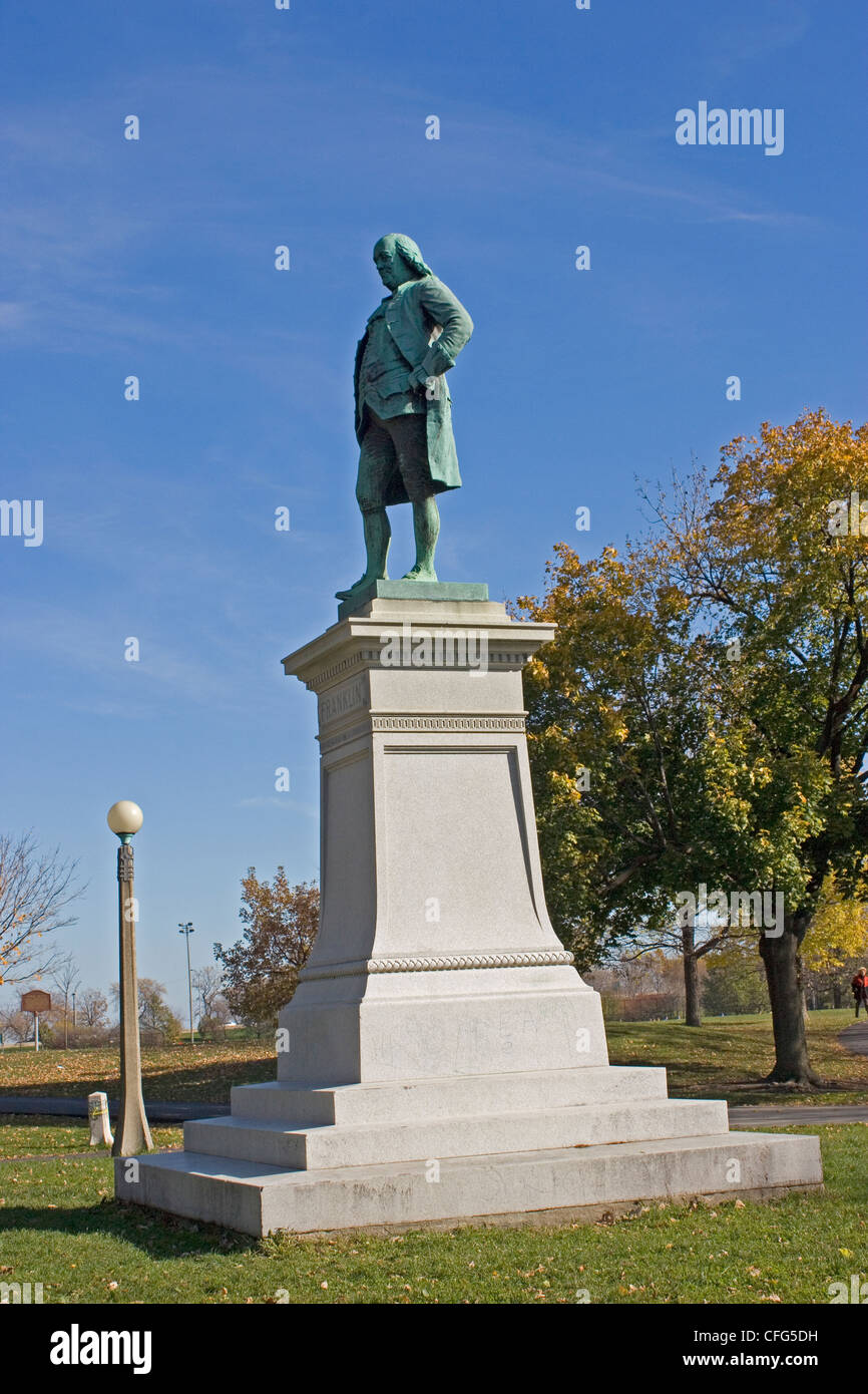 Statue of Benjamin Franklin in "Lincoln Park", Chicago Stock Photo Alamy